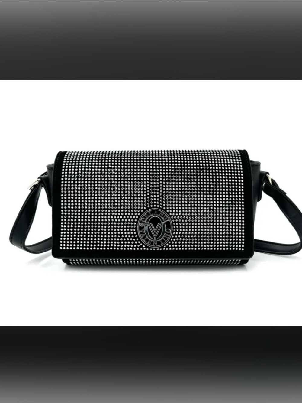 Valentino Orlandi Black Crystal-Studded Crossbody Bag NWT Retail $199 - Picture 2 of 6